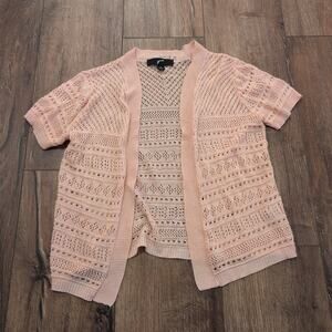 Gnw Pink Women Small Knit Cardigan Button Lace Top Lightweight‎